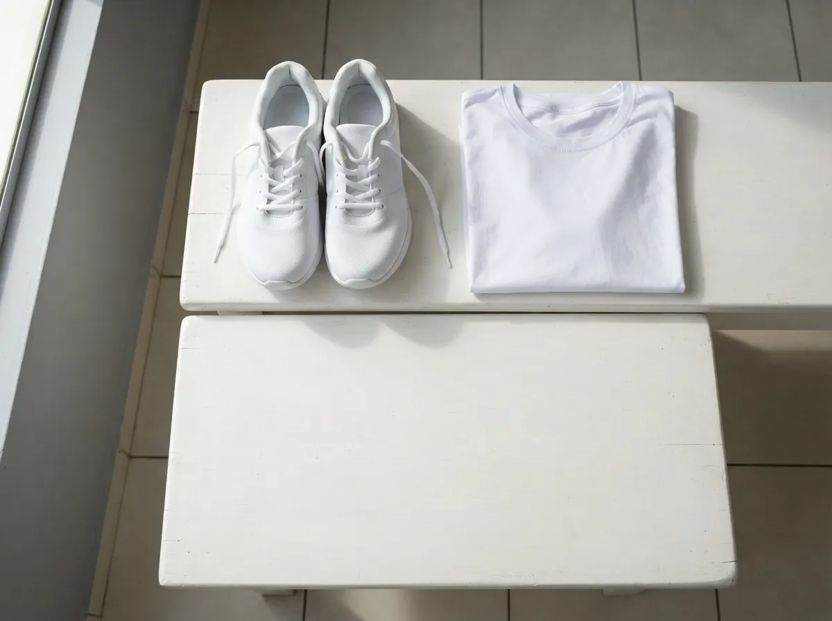 Tênis e camiseta para o teste de esforço