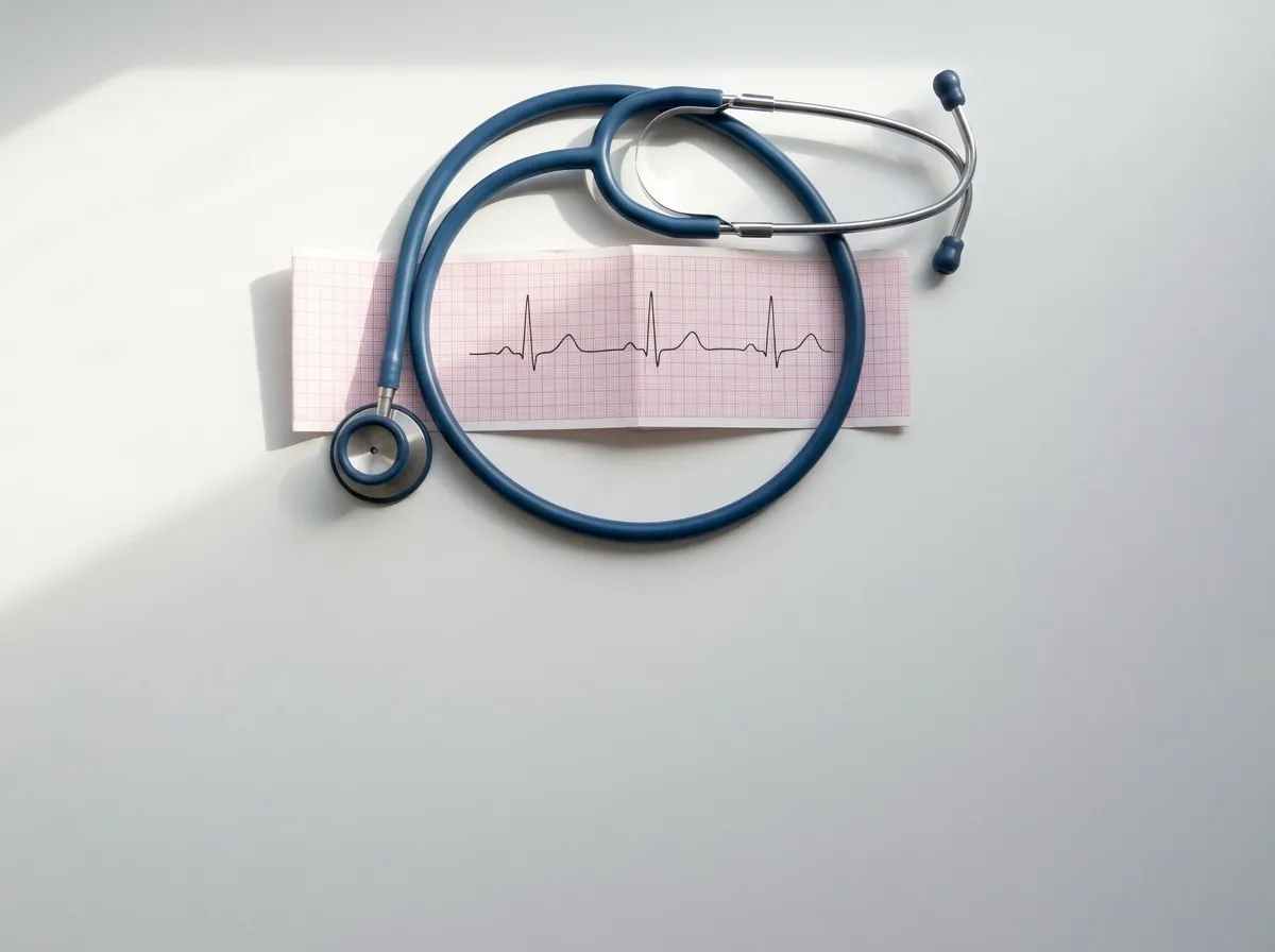 Estetoscópio sobre uma tira de eletrocardiograma